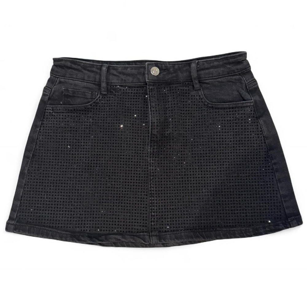 Gianni Bini Black Sequin A-Line Mini Skirt